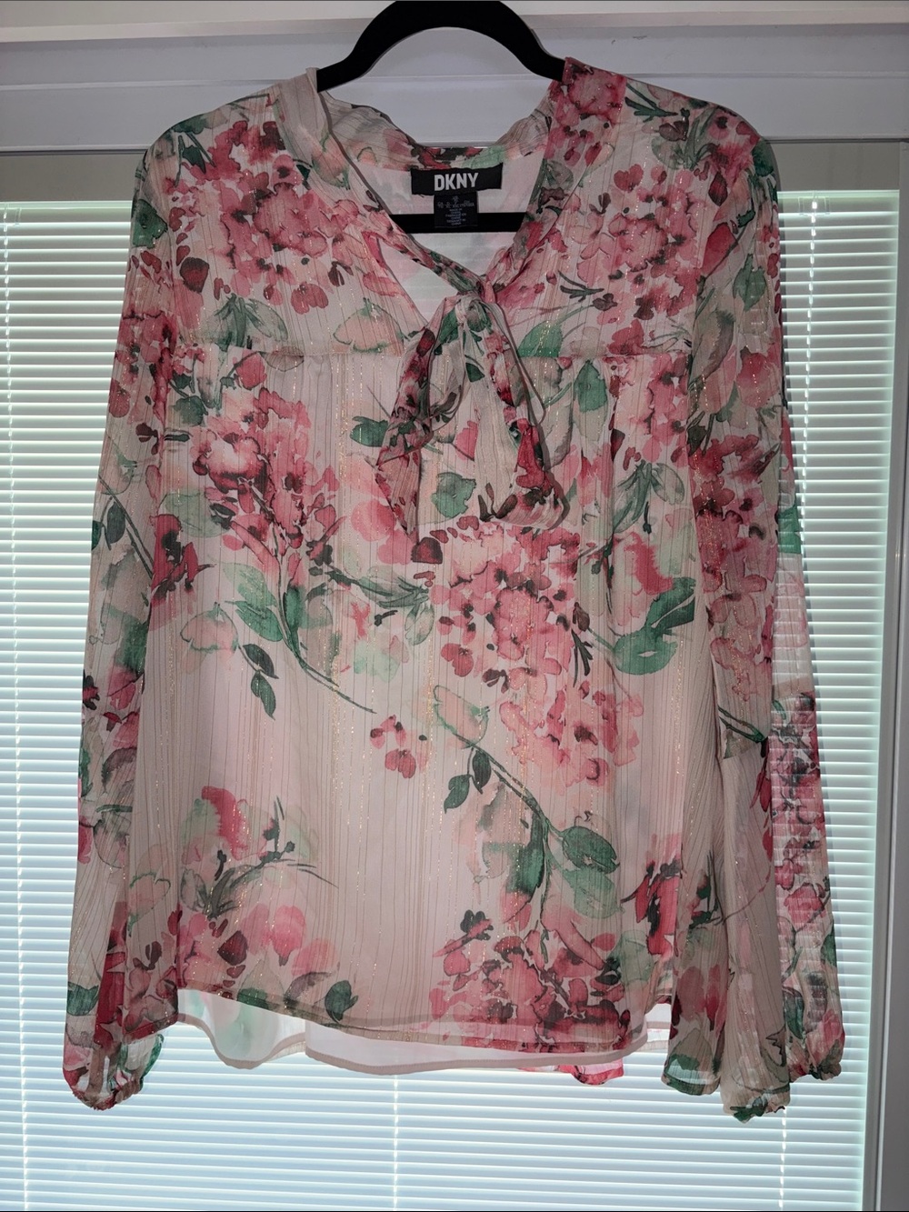 DKNY Pink Floral Blouse Size XL
